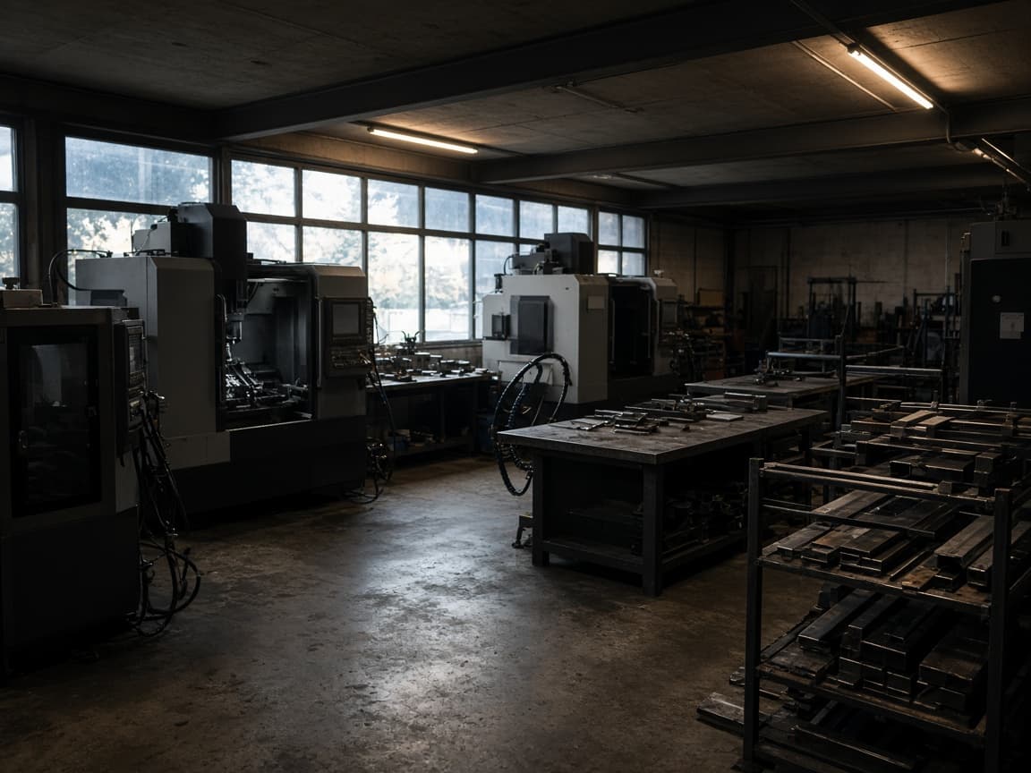 Manufacturing benches and plant on a quiet Australian workshop floor.