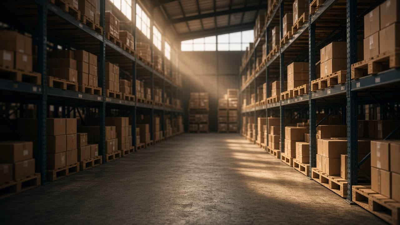 Orderly warehouse aisle used to illustrate a workplace gap assessment.